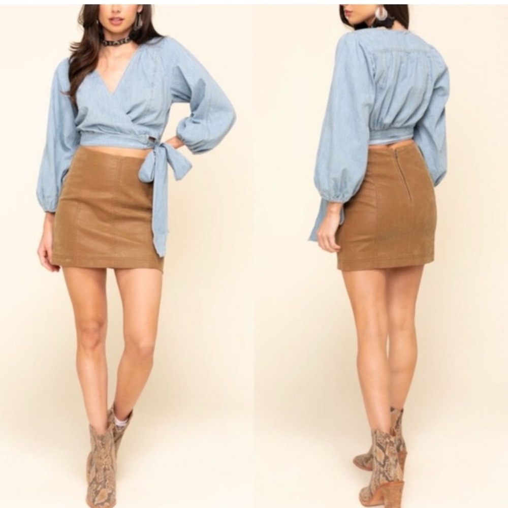 Free People Modern Femme Vegan Leather Mini Skirt